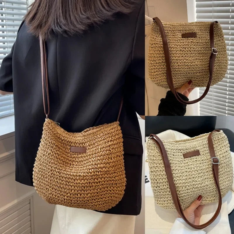 Ladies Fashion Straw Crossbody Bag