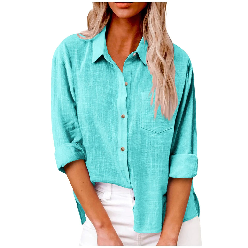 Women’s Long Sleeve Solid Color Dress Shirt
