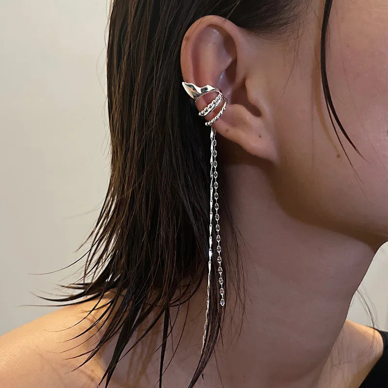 Women's Crystal Tassel Non-Piercing Cuff Earring