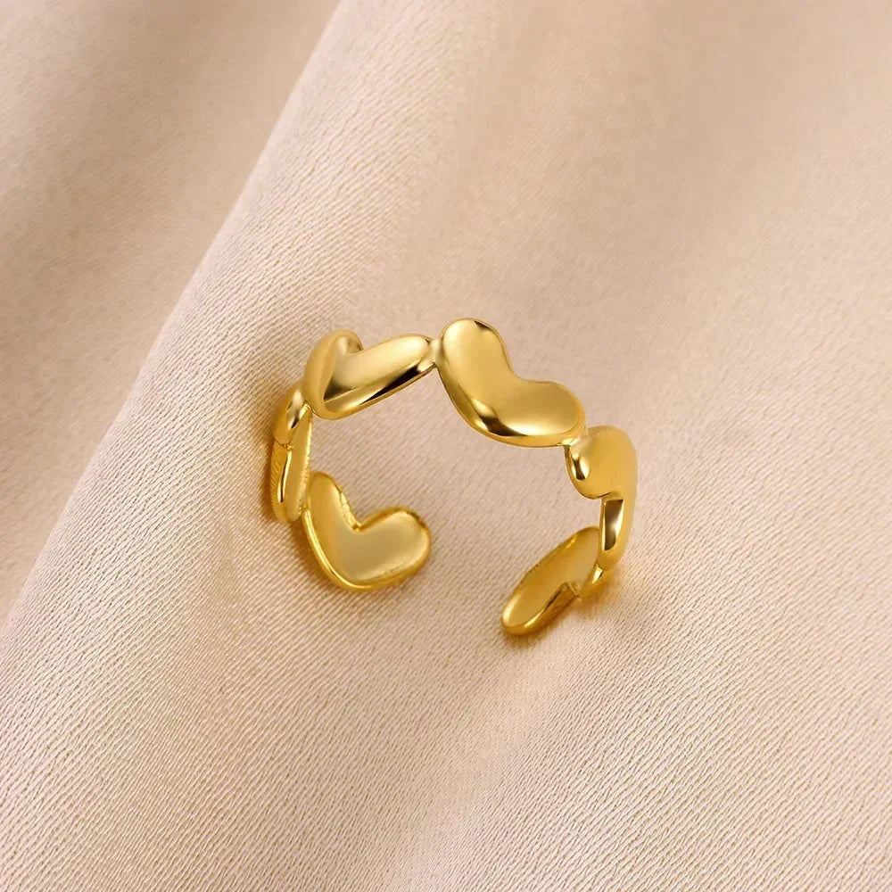 Stainless Steel Flower Open Rings For Women