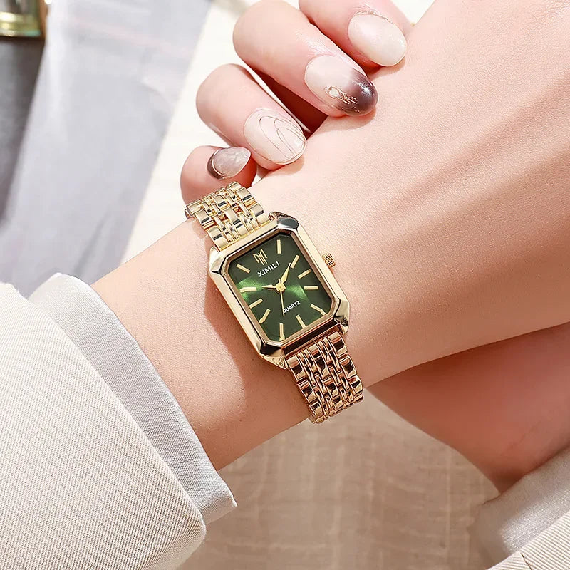 Women's Square Quartz Stainless Steel Strap Watch