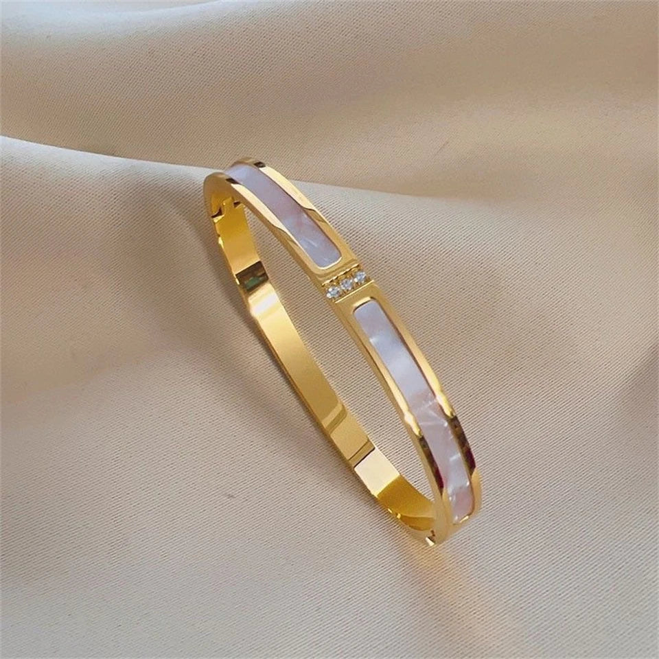 Five pc Sparkling Zirconia Stainless Steel Bracelet Set