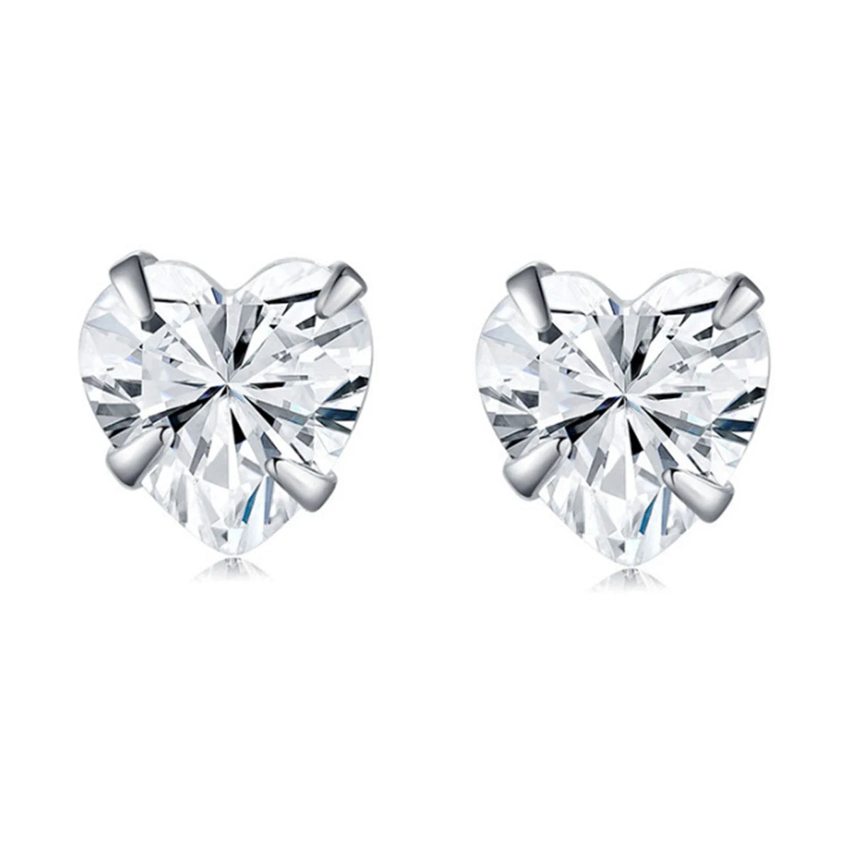 S925 Silver zircon earrings for women, fashionable heart shaped earrings