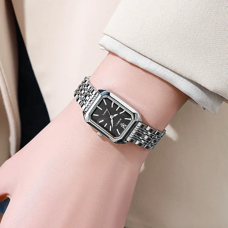 Women's Square Quartz Stainless Steel Strap Watch