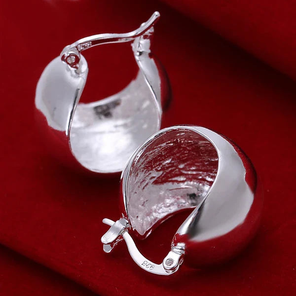Sterling Silver Earrings Simple Round Circle Hoop Earrings for Woman