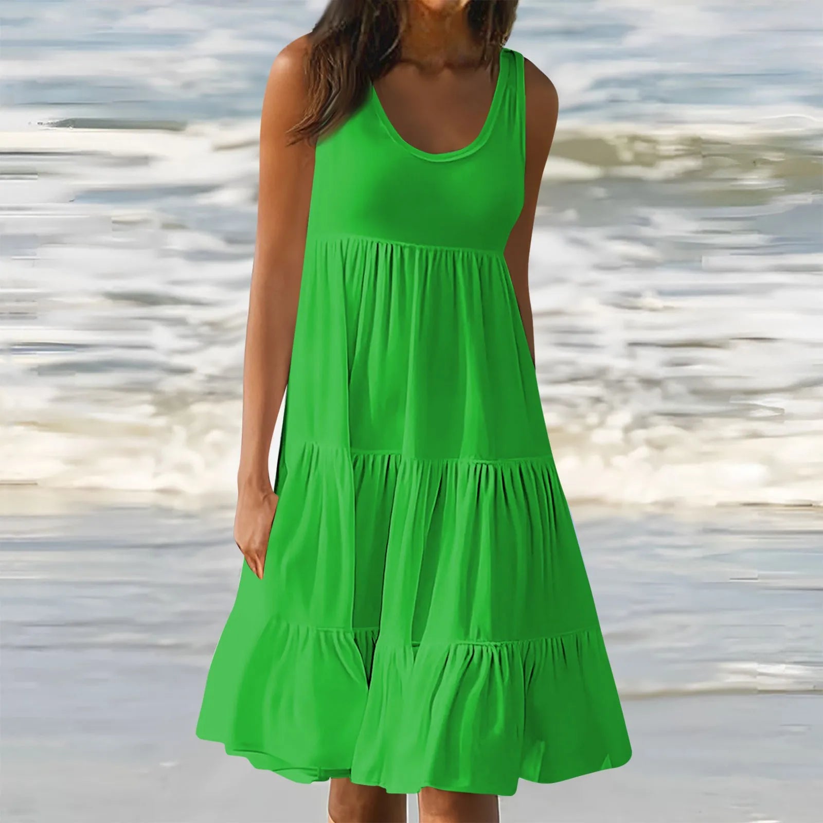 Women's Summer Pleated Midi Dress