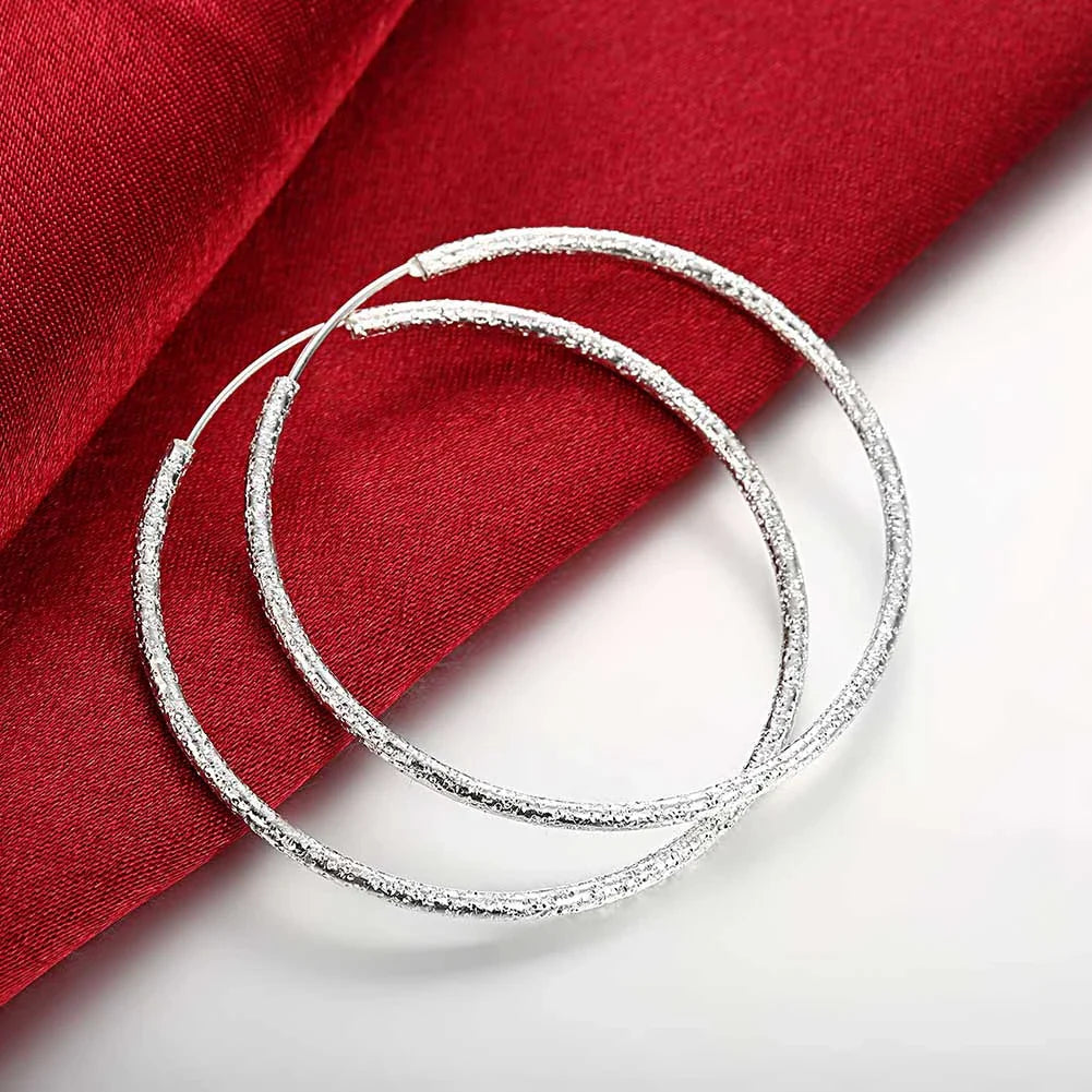 Sterling Silver Earrings Simple Round Circle Hoop Earrings for Woman