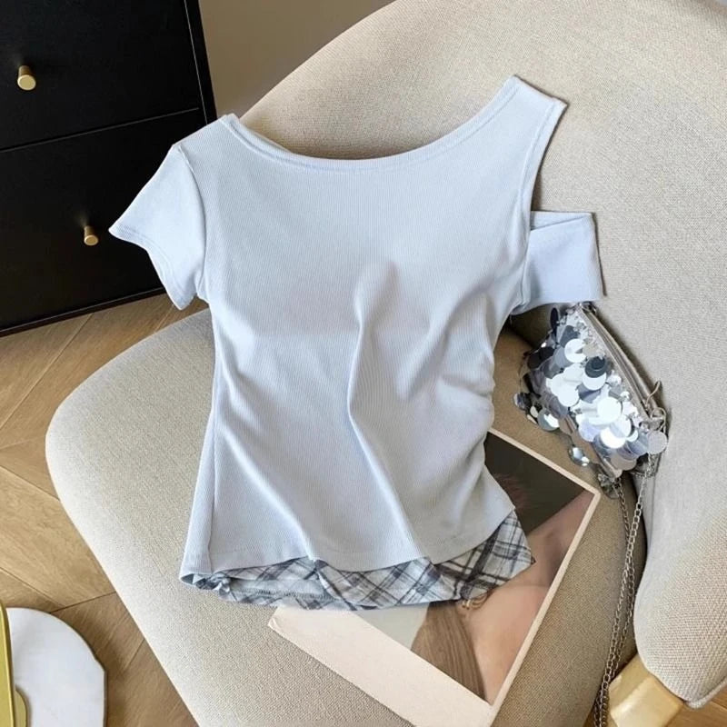 Girls Off Shoulder Two-Piece T-Shirt