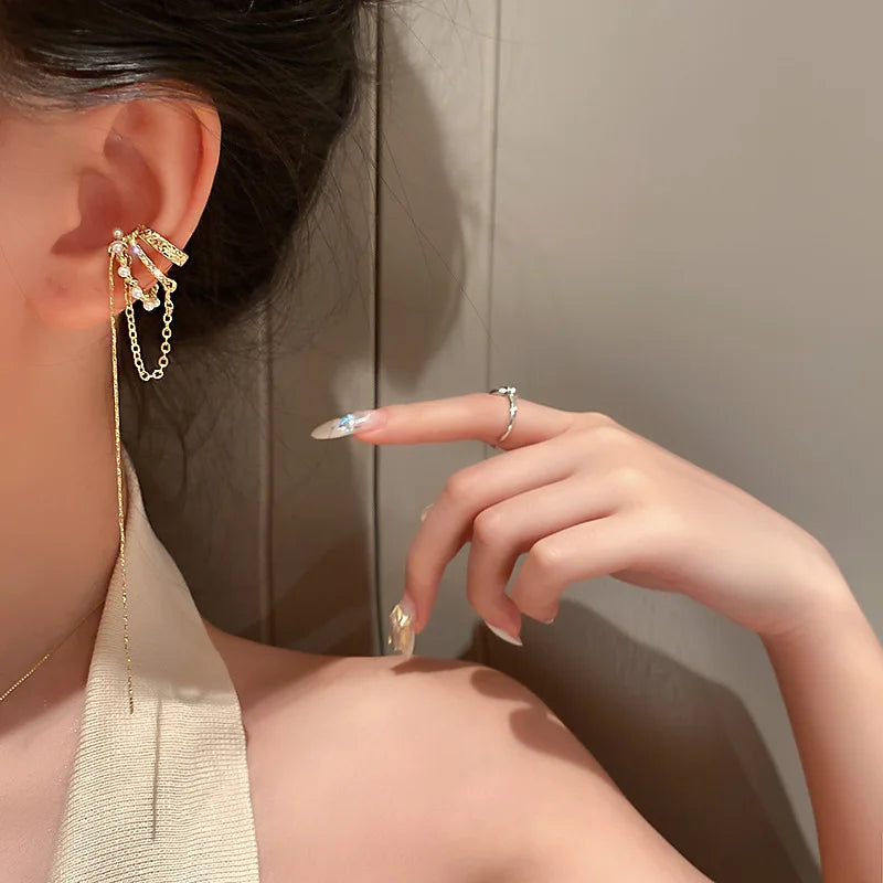 Women's Crystal Tassel Non-Piercing Cuff Earring