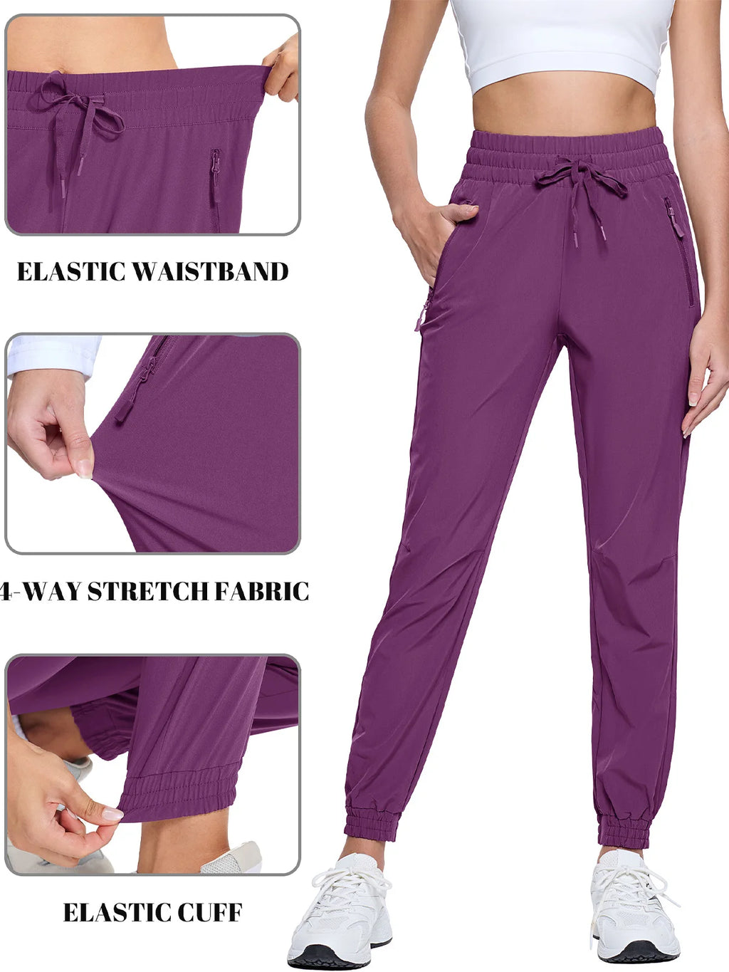Women's Quick Dry Hiking Pants, Drawstring Waist