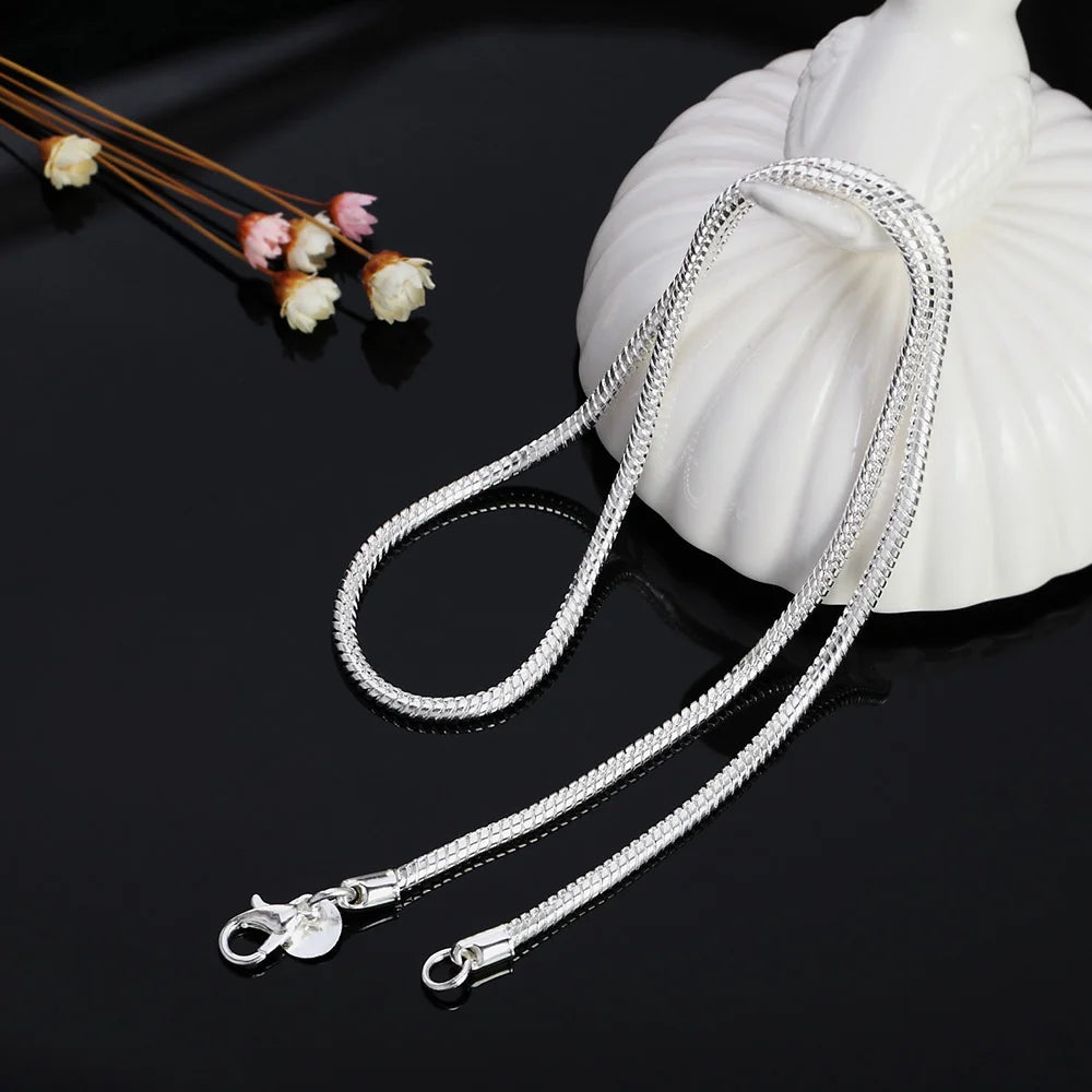 40-75cm Sterling Silver 1MM/2MM/3MM Chain Necklace