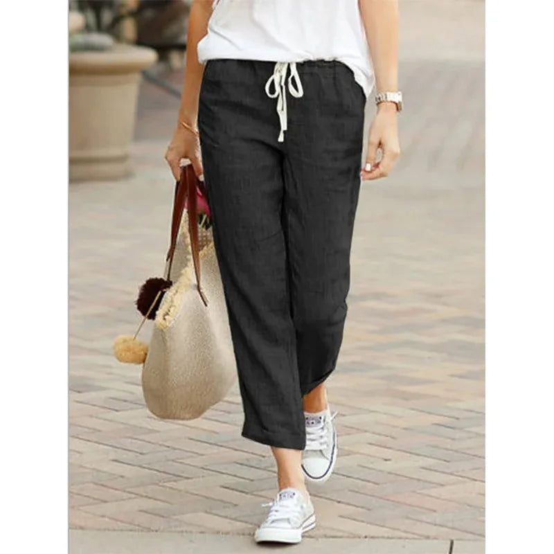 Women's Drawstring Elastic Waist Casual Pants