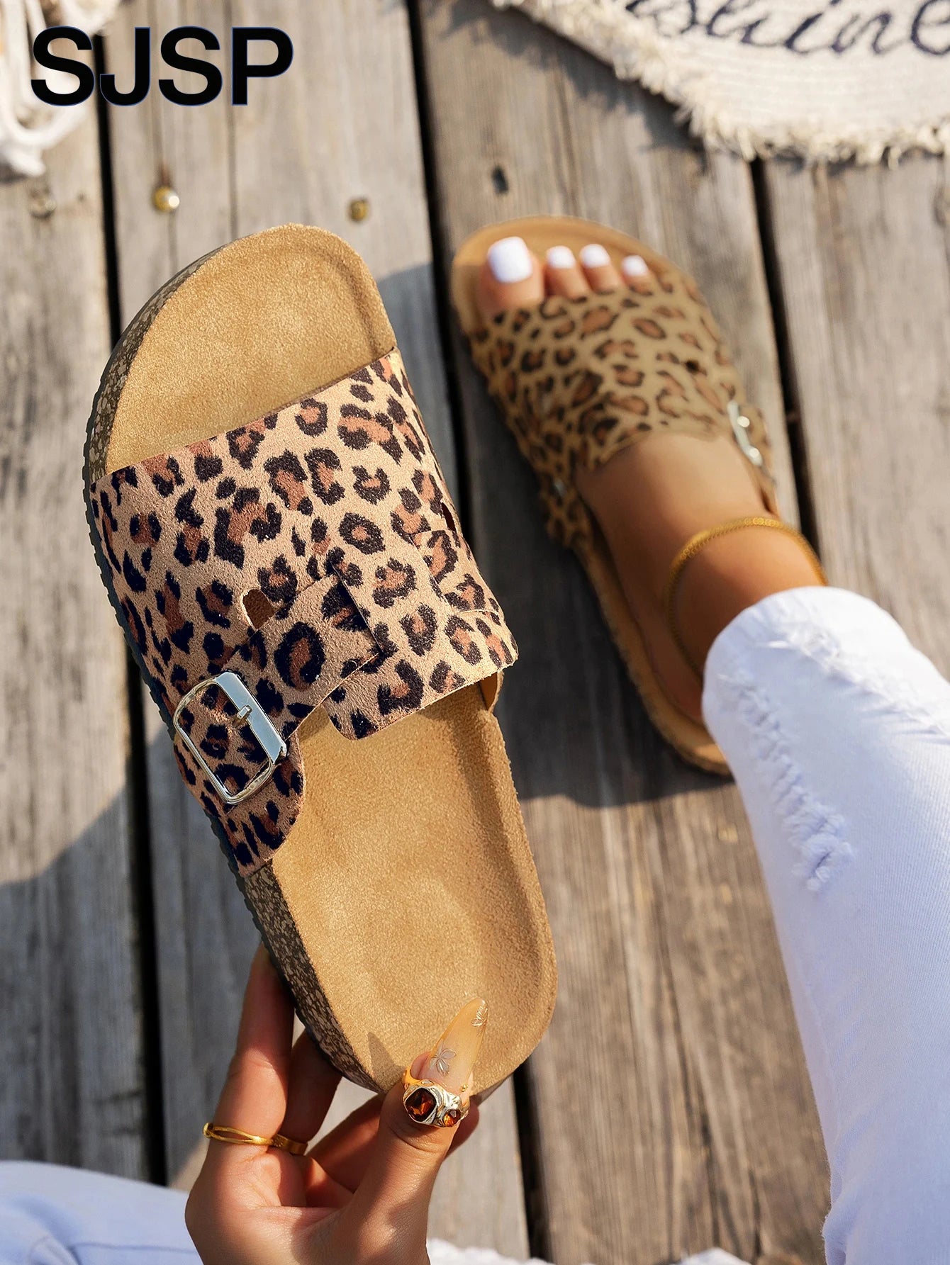 Women's Animal Print Adjustable Buckle Straps Sandal