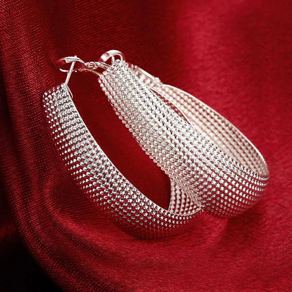 Sterling Silver Earrings Simple Round Circle Hoop Earrings for Woman