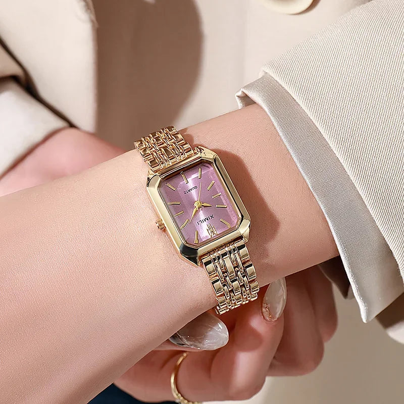 Women's Square Quartz Stainless Steel Strap Watch