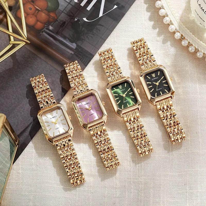 Women's Square Quartz Stainless Steel Strap Watch