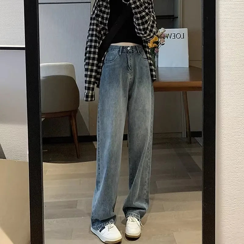Women's High Waist Retro Wide Leg  Jeans