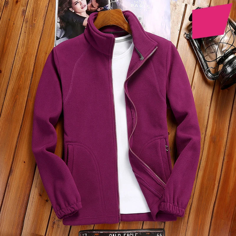 Women's Zipper Cardigan Shirt Warm Fleece Jacket Ladies