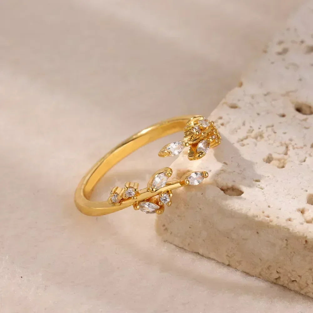 Stainless Steel Flower Open Rings For Women