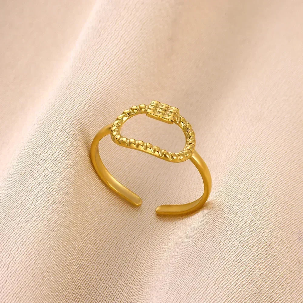 Stainless Steel Flower Open Rings For Women