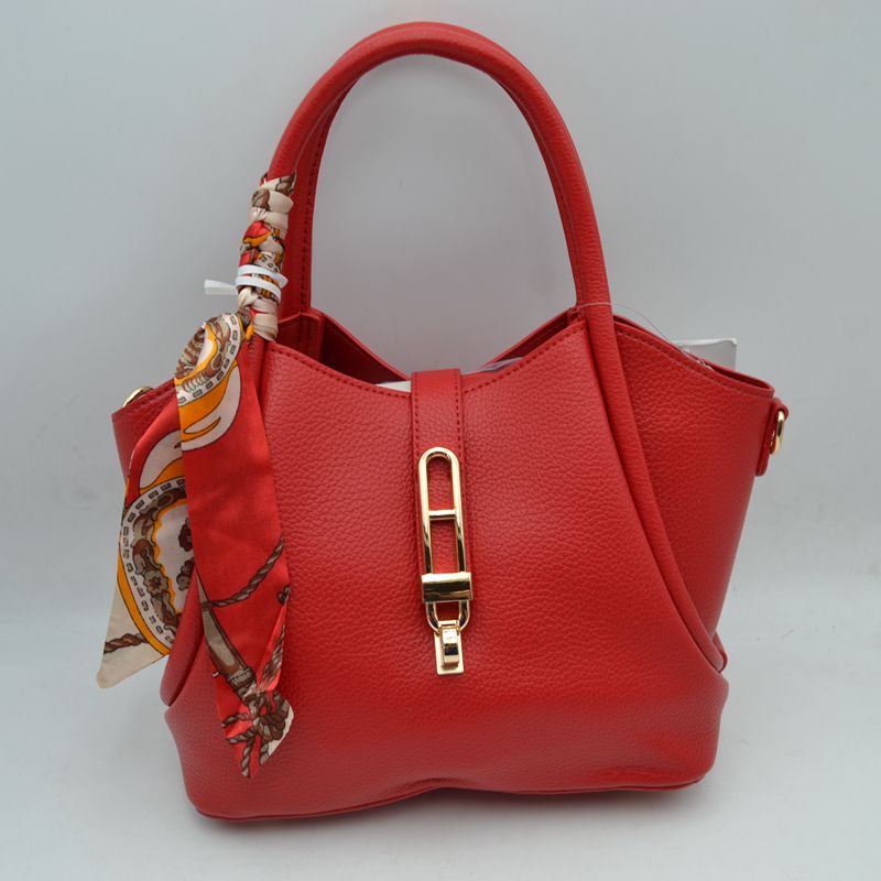 Handbag with Scarfed Top Handles and Crossbody Strap