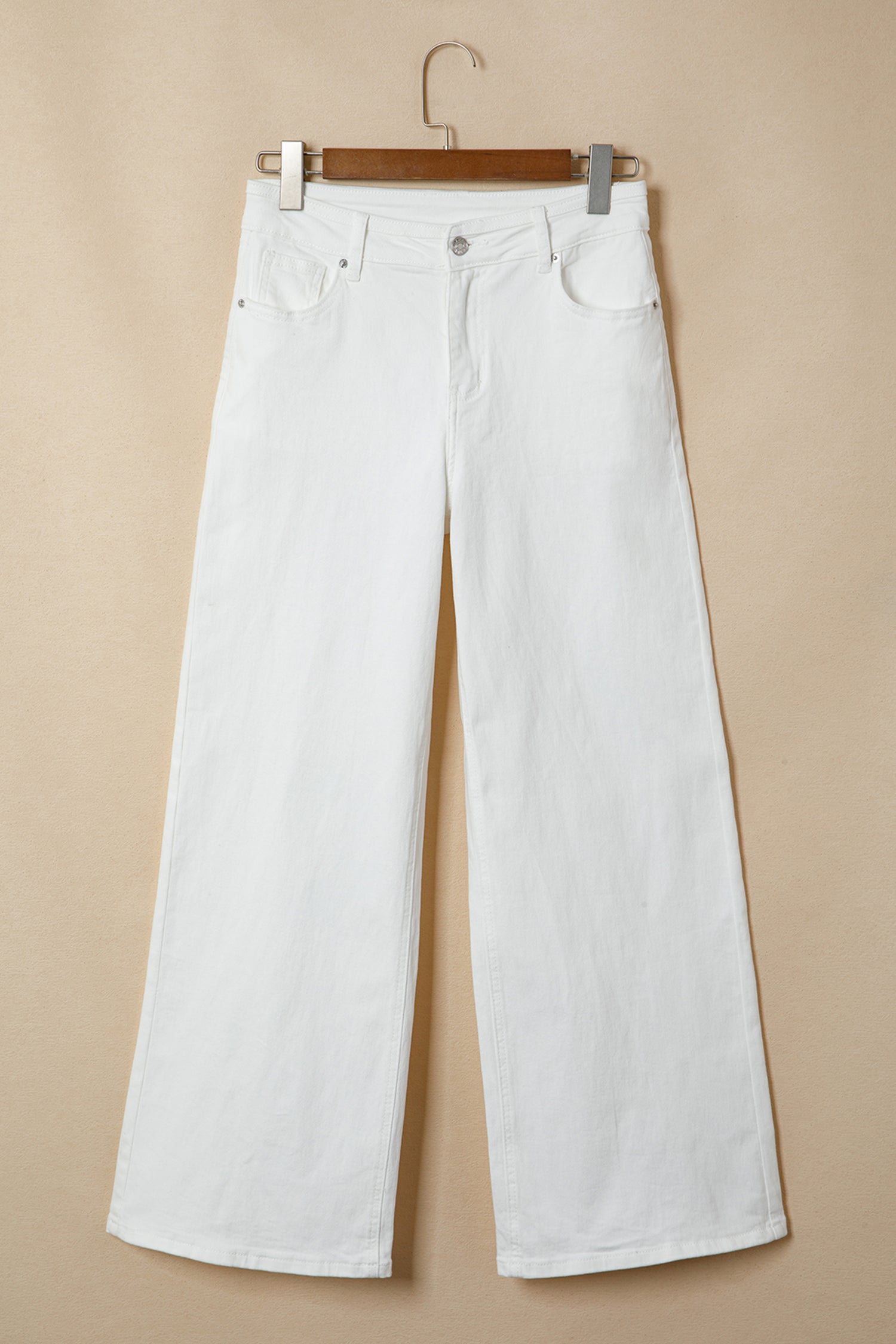 Solid Denim High Waist Wide Leg Jeans