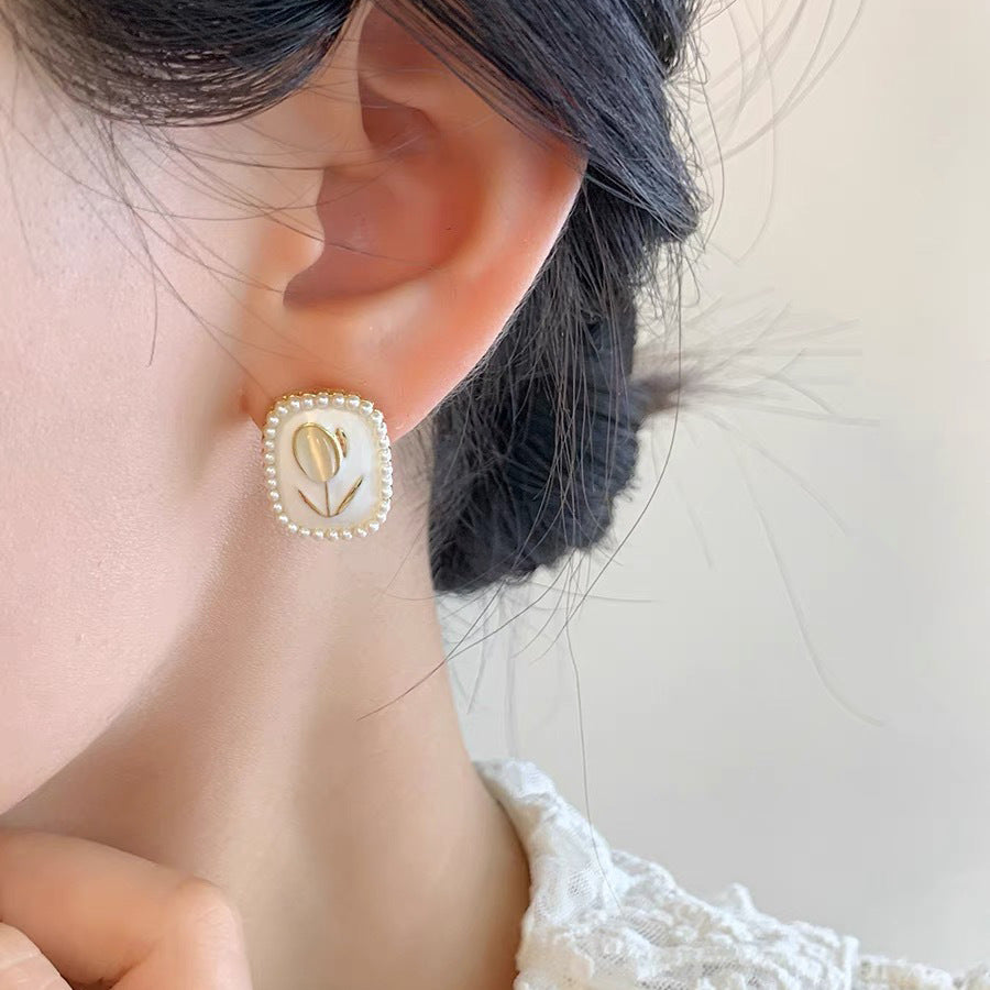925 Gold Earrings Women's Retro
