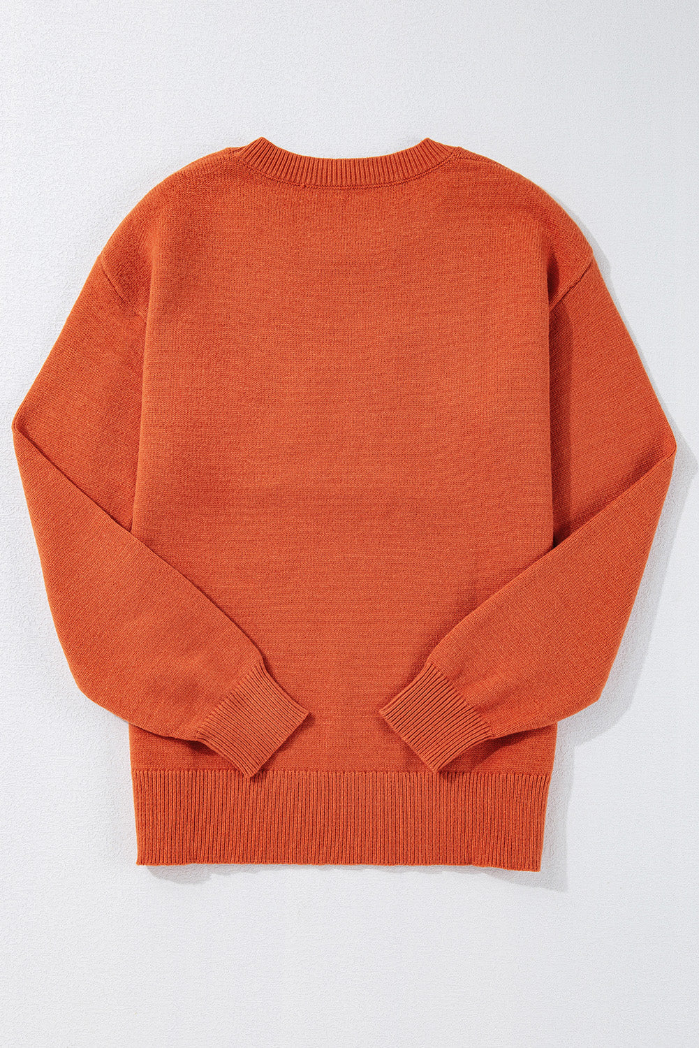 Halloween Boo Drop Shoulder Ribbed Trim Sweater