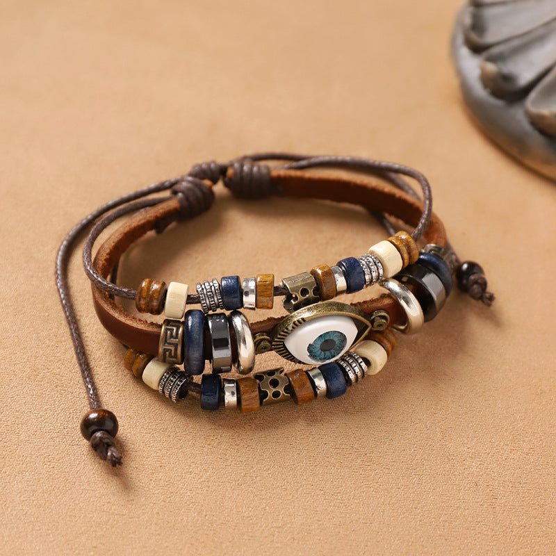 Handmade Bohemian Bracelet Retro Ethnic Style Men's and Women's Woven Multi-Layer Stacked Bracelet Niche Hand Rope