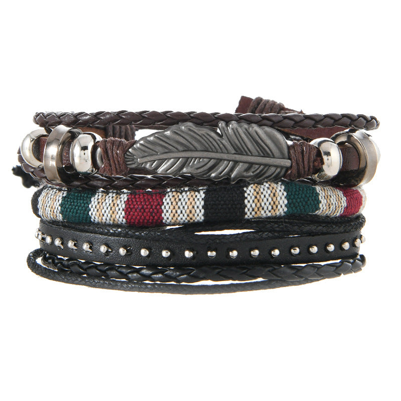 Handmade Bohemian Bracelet Retro Ethnic Style Men's and Women's Woven Multi-Layer Stacked Bracelet Niche Hand Rope