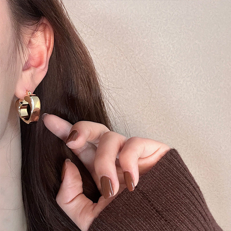 925 Gold Earrings Women's Retro