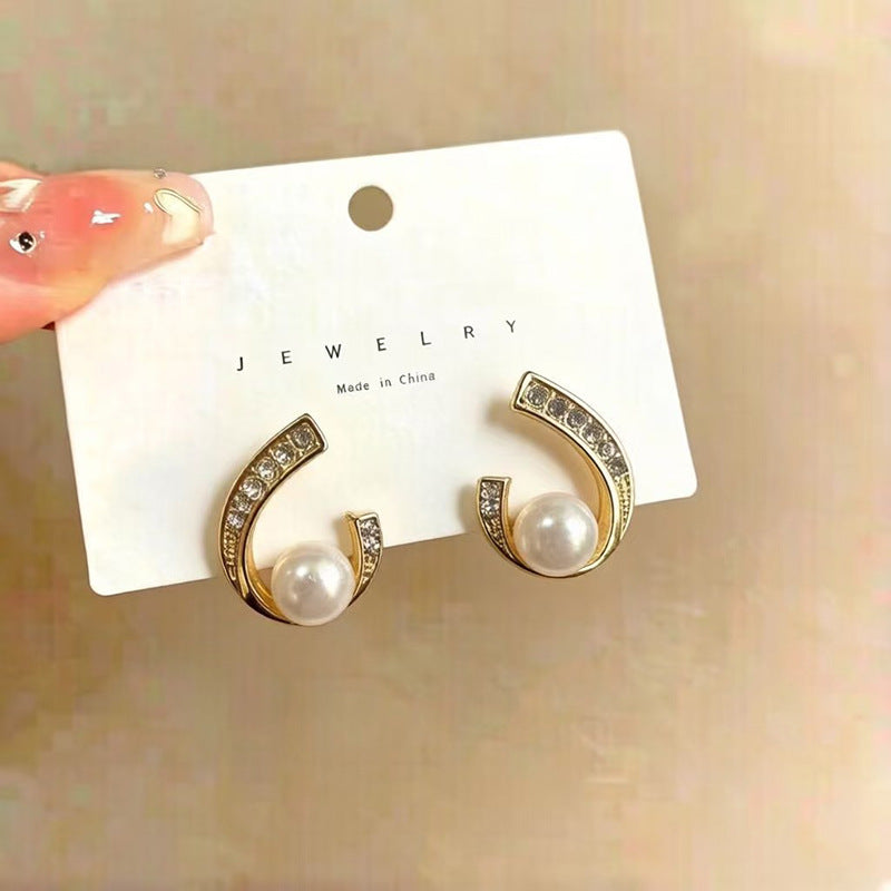 925 Gold Earrings Women's Retro