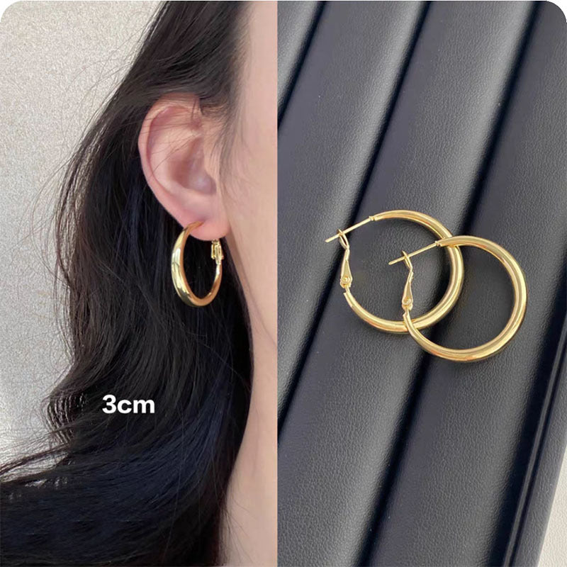925 Gold Earrings Women's Retro