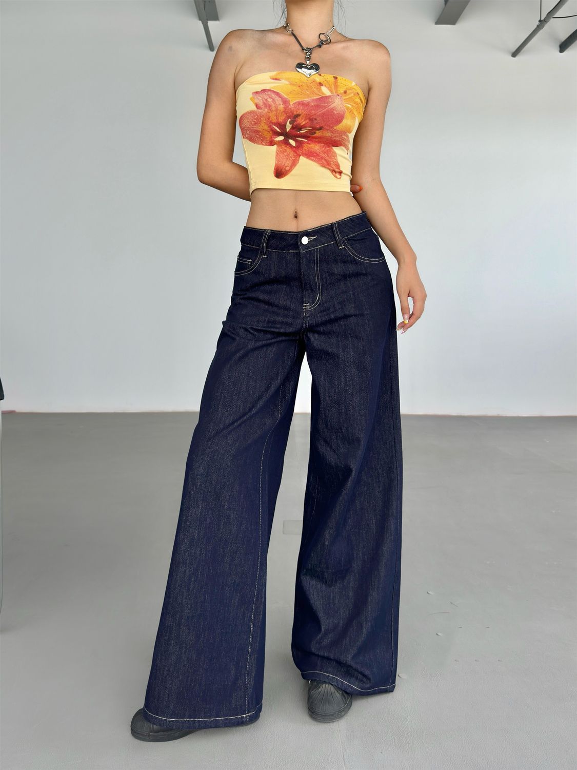American Retro Wide Leg Jeans for Women