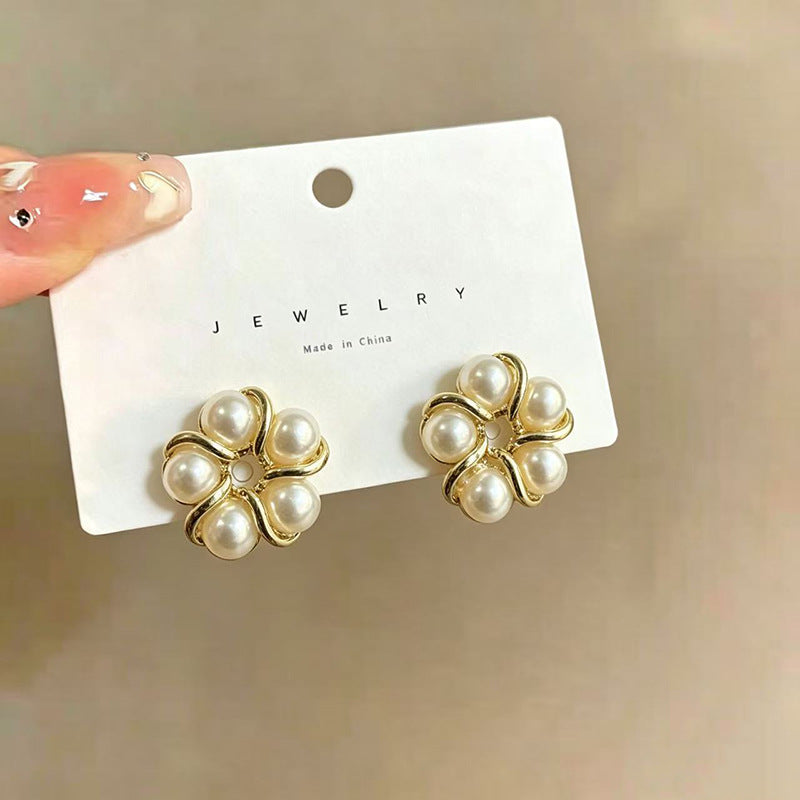 925 Gold Earrings Women's Retro