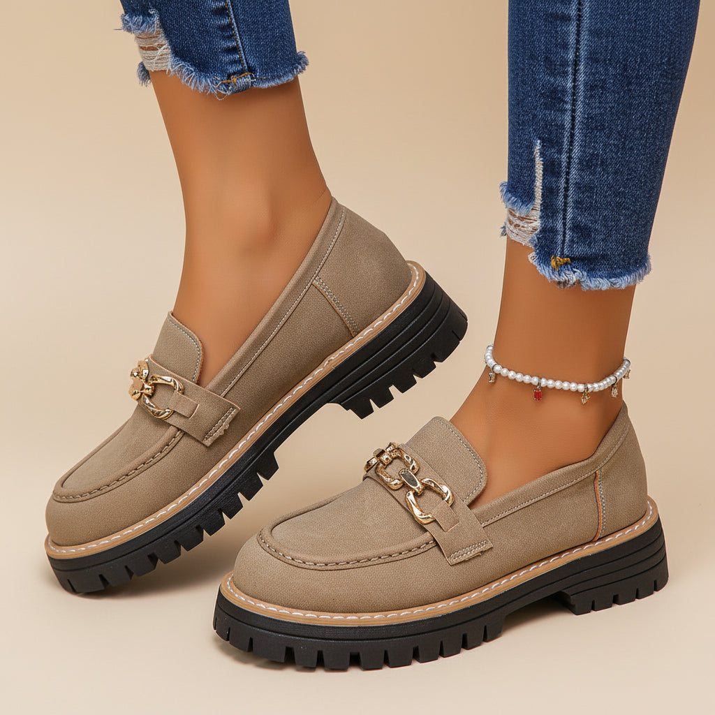 Women's Chunky Block Heel Low-Top Shoes