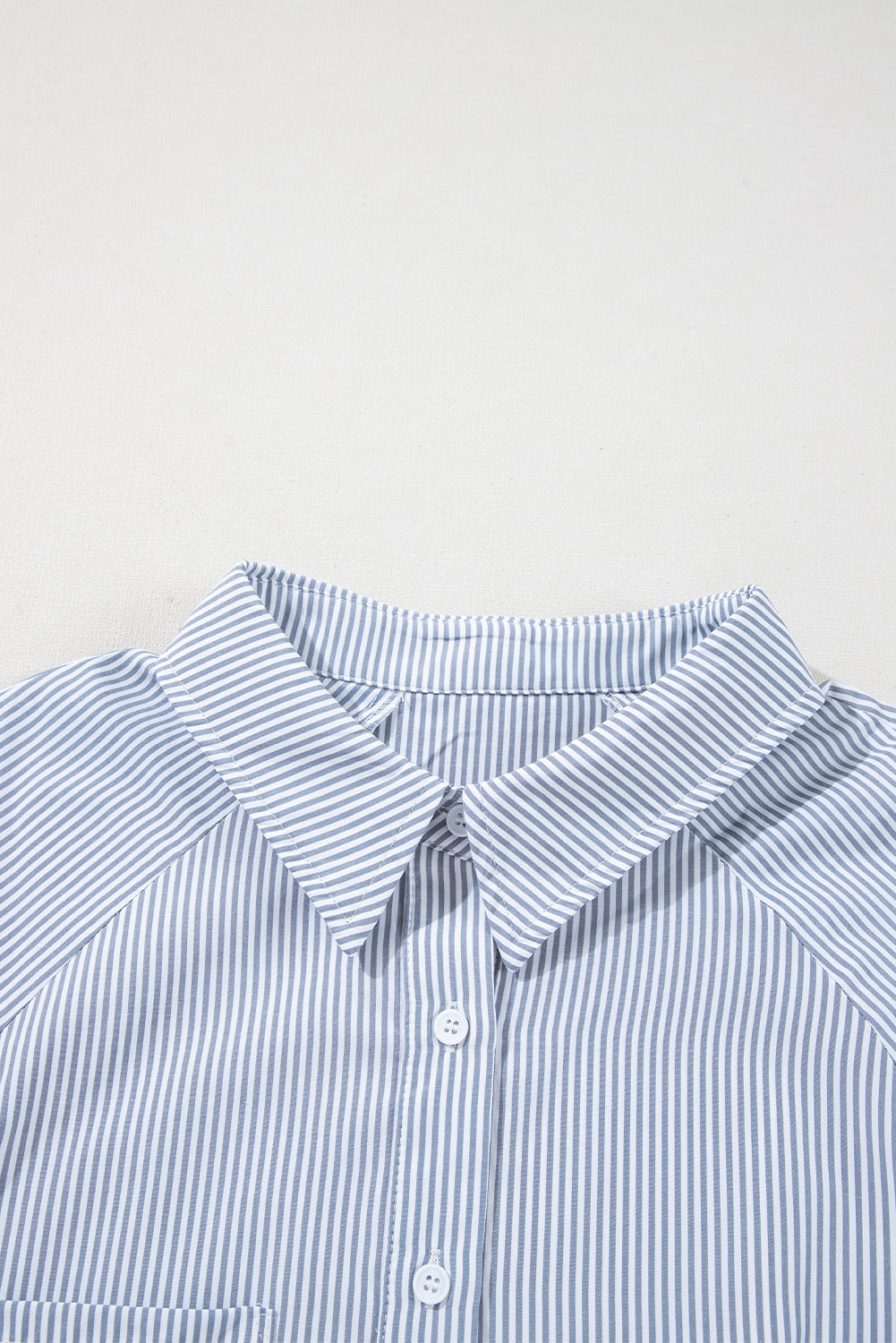 Stripe Buttoned Collar Long Sleeve Blouse