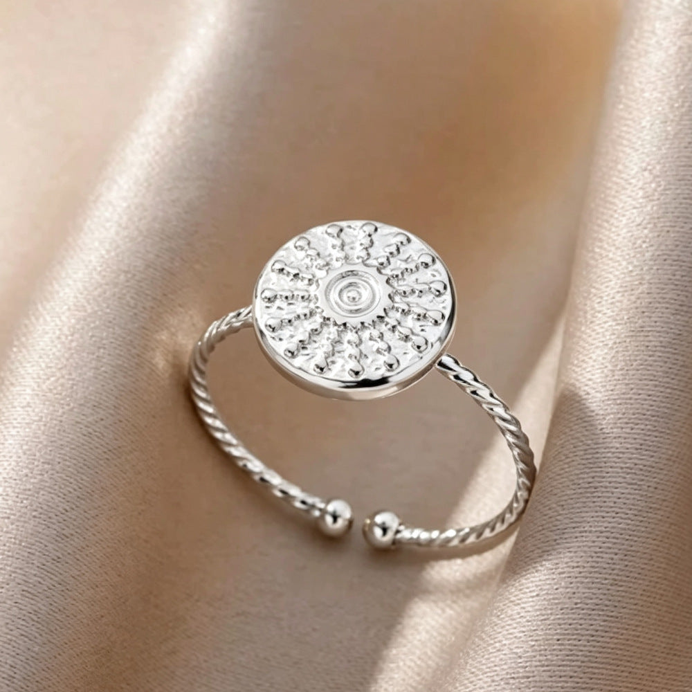 18K White Gold Opal Moon Ring Made Of Stainless Steel