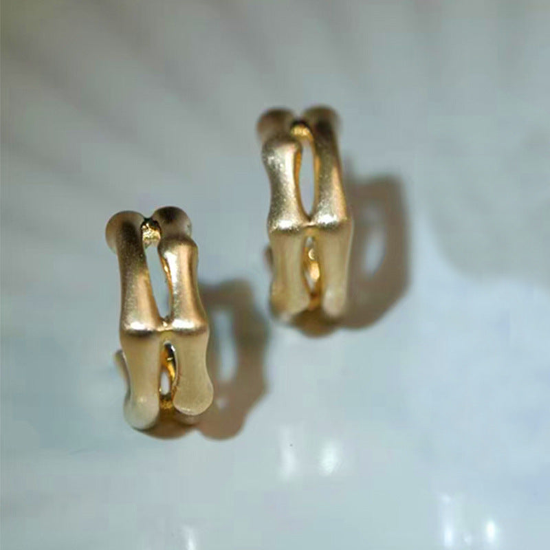 925 Gold Earrings Women's Retro
