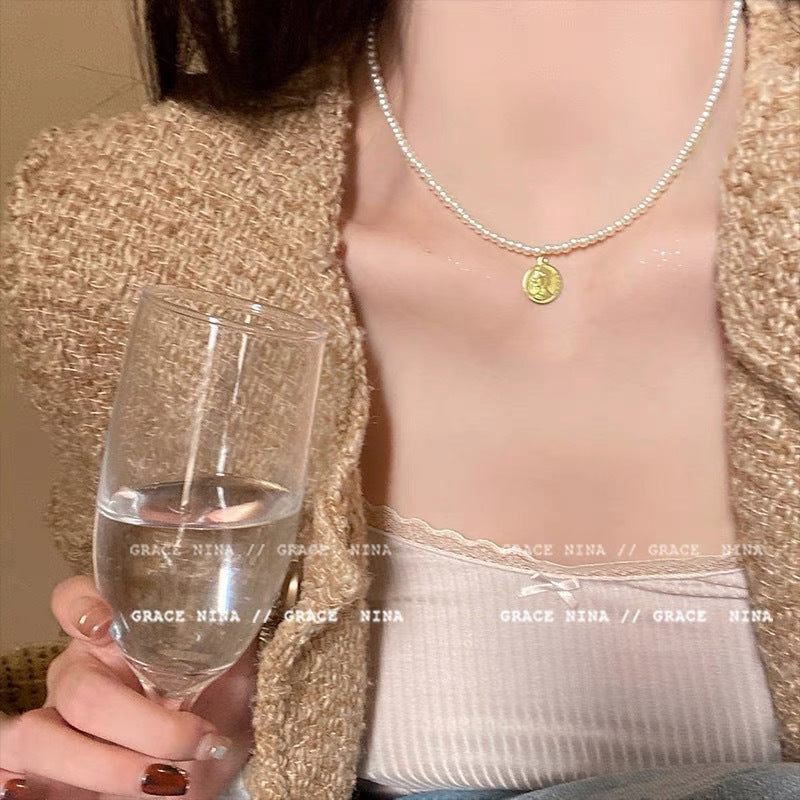 S925 Sterling Silver Pearl Necklace For Women Light Luxury And High-end