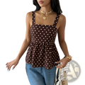 Brown Polka Dot Peplum Camisole