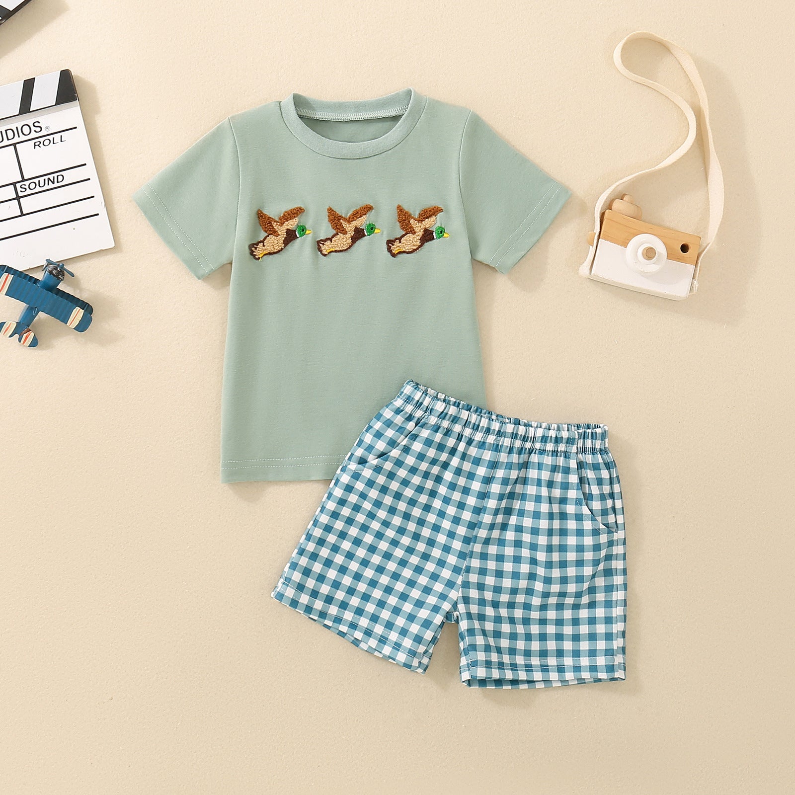Baby Short-sleeve Top And Shorts Set