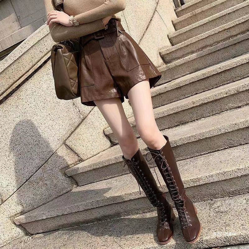 High-waisted Leather Pants For Women