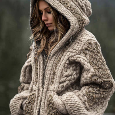 Women's Hooded Zip-Up Cardigan Sweater