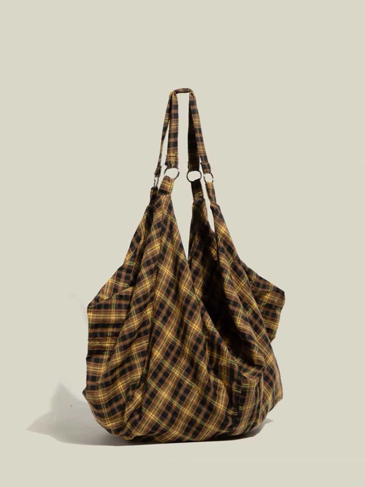Womens Plaid Multi-Wear Large-Capacity Shoulder Crossbody Bag