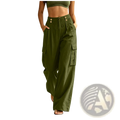 Cargo Pants Elastic Waist Casual Multi Pocket Cotton