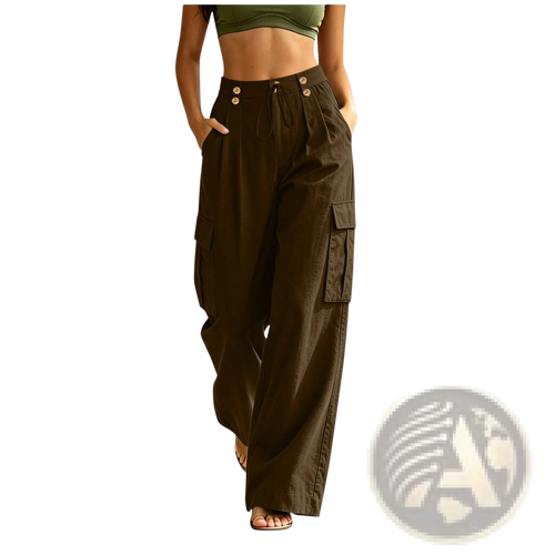 Cargo Pants Elastic Waist Casual Multi Pocket Cotton