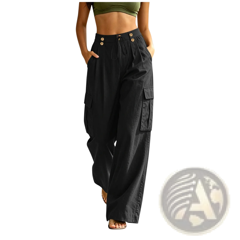 Cargo Pants Elastic Waist Casual Multi Pocket Cotton
