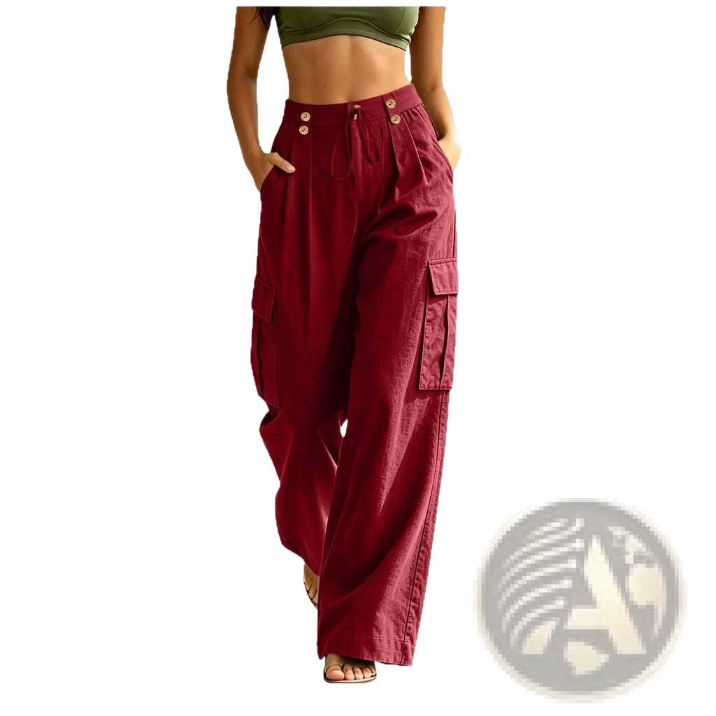Cargo Pants Elastic Waist Casual Multi Pocket Cotton