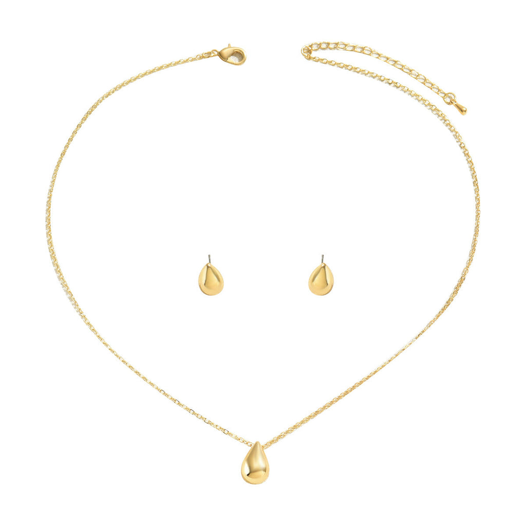 Women Jewelry Set Water Drop Design Matching Clavicle Necklace & Earrings
